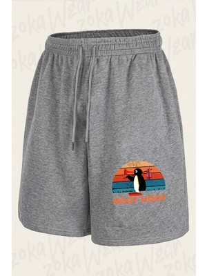 Zoka Wear Noot Noot Pingu - Retro Vintage Animal Cute Baskılı Şort Unisex