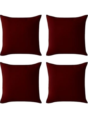 Ceylan Adam Kırlent Kılıfı 4'lü Set - Gizli Fermuarlı - Kadife Dokulu, Bordo 43 x 43