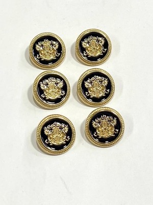 Ceket Düğmesi, 6'lı Set, 2,3 Cm, Gold - Koyu Lacivert