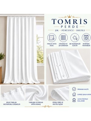 Karasi Saten Güneşlik Perde 1. Kalite Elegant Kumaş Beyaz