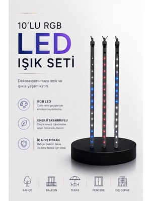 Milas Toptan Dekoratif Ortam Aydınlatması Rgb LED 10’lu Çubuk Seti