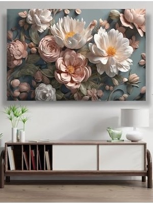 Ceylan Adam Lona Sanat Doğal Görünümlü Çiçek Yapay Zeka Tasarımı Muhteşem Duvar Dekoru Kanvas Tablo, Renkli 80 x 120