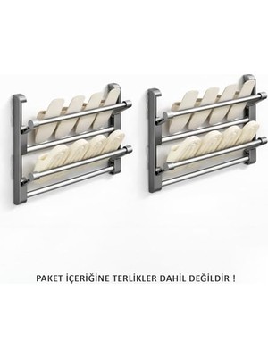 Ceylan Adam 2 Bölmeli Metal Duvara Monte Katlanabilir Terlik Ayakkabı Standı 50 cm 2 Adet AL5463