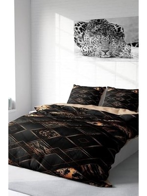 Ceylan Adam Çift Kişilik 3D Digital Pamuk Saten Nevresim Takımı Brown Suite, MONOHOME18641HF