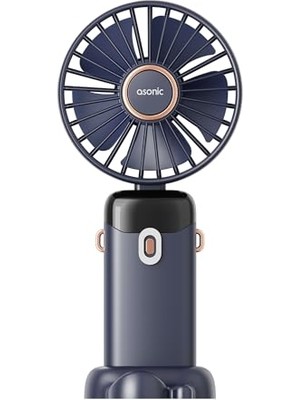 Ceylan Adam Dijital Göstergeli Mini USB Fan, 90 Derece Ayarlanabilir, Şarj Edilebilir, Katlanabilir Taşınabilir, Sessiz, Masaüstü, Siyah