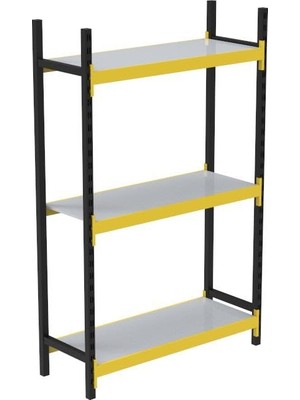 Ceylan Adam 3 Katlı Tekli Midi Rack Rafı, Depo Arşiv ve Kiler Için Ekonomik Raf, Siyah-Turuncu, 35X90 Cm, 150 cm