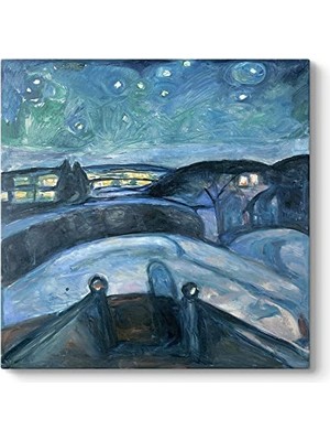 Ceylan Adam Edvard Munch Starry Night Duvar Tablosu, 100 x 100