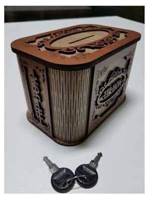 Ceylan Adam Tip Box Bahşiş Kutusu, Ahşap Kumbara, Anahtarlı ve Kilitli