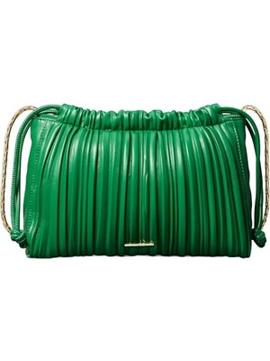 Ceylan Adam Drawstrıng Plısse Crossbody Kadın Çanta, Yeşil, Tek Beden