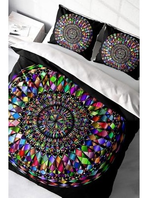 Ceylan Adam Mandala 4 3D Pamuk Saten Çift Kişilik Nevresim Takımı, MONOHOME2452