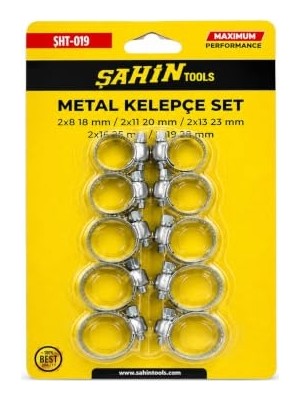 Ceylan Adam Dordoi Şahin 10 Parça Metal Kelepçe Seti Paslanmaz Hortum Kelepçesi 18-27 mm Ayarlanabilir Sıkma Kelepçesi SHT-019