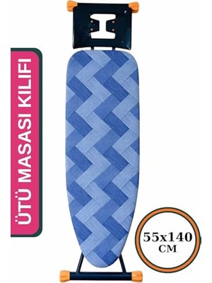 Ceylan Adam Asev Home Ütü Masası Kılıfı Keçeli Ipli Stoperli Büyük Boy 55X140 cm Blue Aura