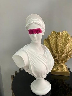 Ceylan Adam Afrodit Büst Heykeli, Beyaz-Pembe Dekoratif Biblo