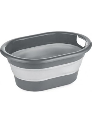 Ceylan Adam Katlanabilir Çamaşır Sepeti 18 L Gri – Yer Tasarruflu Katlanır Plastik Sepet, Taşıma Kulplu Banyo Çamaşır Kamp Karavan ve Ev Düzenleme Sepeti
