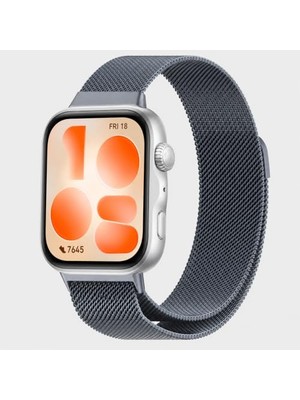 Ceylan Adam Huawei Watch Fit 5 Uyumlu Milanese Örgü Metal Mıknatıslı Ayarlanabilir Kordon Koyu Gri