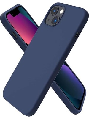 Ceylan Adam iPhone 13 ve 14 Lacivert Silikon Kılıf; Kadife Iç Yüzeyli, Ince ve Sıvı Tasarımlı