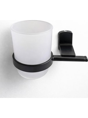 Ceylan Adam Siyah Lüx Diş Fırçalık Vidalı Banyo Aksesuarı, Modern Tasarım, Duvara Monte, Dayanıklı Kullanım