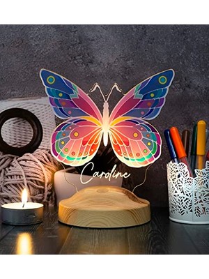 Ceylan Adam Renkli Kelebek Tasarımlı LED Gece Lambası