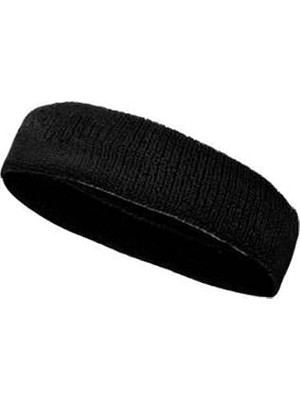 Ceylan Adam Sporcu Havlu Kafa Bandı, Alın Ter Bandı Headband Siyah Siyah