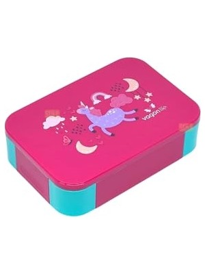 Ceylan Adam Bento 900 ml Lunchbox Tek Katlı 2 Bölmeli Pp Plastik Çocuk Sefer Tası Yemek Kutusu (Pembe)