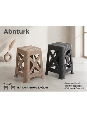 Abnturk 2 Adet Sağlam Dayanıklı Rattan Hasır Tabure Kırılmaz Yamulmaz Sandalye 28X45CM (Stokta Olan Renklerden Gönderilecektir)