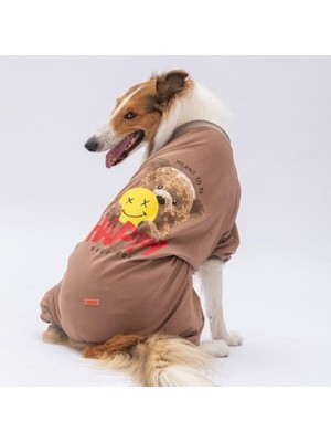 Ceylan Adam Happy Teddy Bear Desenli, 3xl Beden Orta ve Büyük Irk Köpek Tulumu