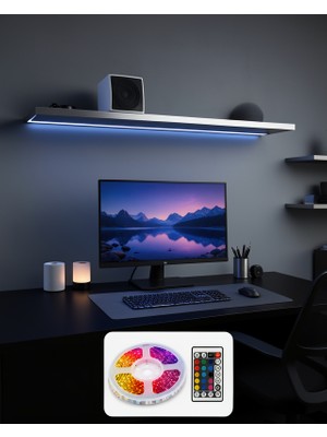TeknoKapsül 5m Rgb Şerit LED Seti 12V 2835 Smd Kumandalı Ev Oda ve Dekoratif Ambiyans Aydınlatma