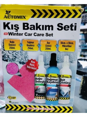 Abnturk Kış Bakım Seti,buğu Önleyici 250ML, Yağmur Kaydırıcı 250 Ml, Buz ÇÖZÜCÜ250 Ml, 30X30 Mikrofiber Bez, 4'lü Set