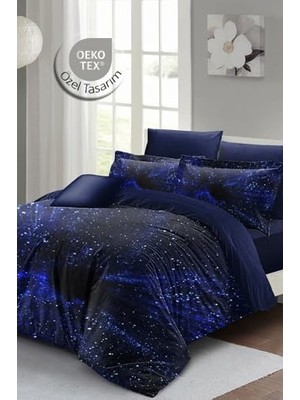 Ceylan Adam Çift Kişilik Nevresim Takımı Özel Dokuma Pamuk Saten 3D Digital Blue Night, MONOHOME18795HF