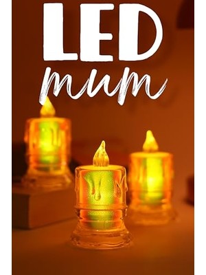 Ceylan Adam Dekoratif Mum, 3 Adet LED Mum Simli Tipi Pil Dahil Dumansız Alev Ledli Yapay, Işığı Orta PT421
