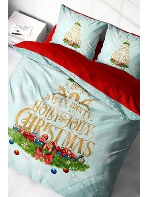 Ceylan Adam Yılbaşı Süsü Merry Christmas Çift Kişilik 3D Nevresim Takımı Pamuk Saten, MONOHOME1399