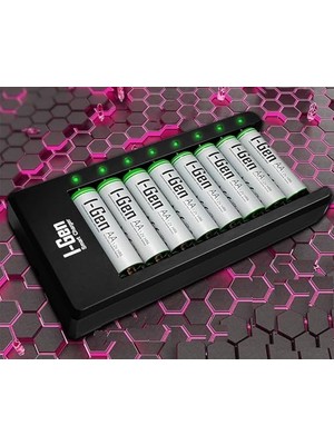 Ceylan Adam G827 8'li Pil Şarj Aleti ve 8 Adet Aa 2700 Mah Şarj Edilebilir Aa Şarjlı Kalem Pilli Set, 1.2V Ni-Mh