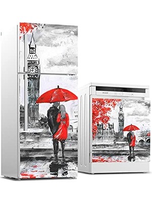 Ceylan Adam Ingiltere Yağlıboya Desenli Beyaz Eşya Stickerı