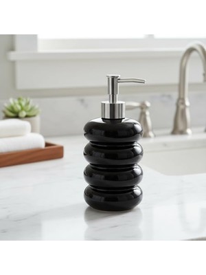 Ceylan Adam Beyaz Bubble Design Cam Sıvı Sabunluk, 450 Ml, Kabartmalı, 7X12 Cm, 5064 - Siyah