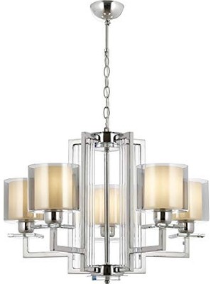 Ceylan Adam AV-60190-5K Krom Kaplama Modern Avize E27 Metal Cam 70 cm