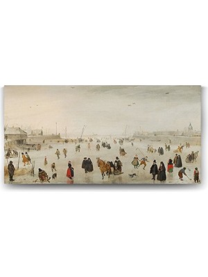 Ceylan Adam 80X40 cm Hendrick Avercamp A Scene On The Ice Sanat Tablosu