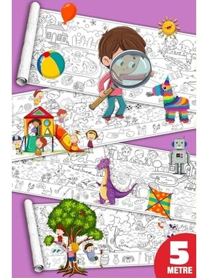 Ceylan Adam 45 cm x 5 Metre Sinaticaret Saklı Nesneler Boyama Kağıdı Rulosu, Dev Boy, Keşif Temalı, Çocuklar Için