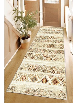 Tr Pelangi Geometrik Karo Desenli Dijital Baskı Yıkanabilir Kaymaz Taban Etnik Kilim Desen Salon H