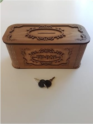 Ceylan Adam Tip Box Bahşiş Kutusu, Ahşap Kumbara, Anahtarlı ve Kilitli