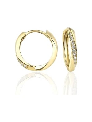 Ceylan Adam Gümüş 925 Ayar 17 mm ve Modern Halka Zirkon Taşlı Gold Küpe