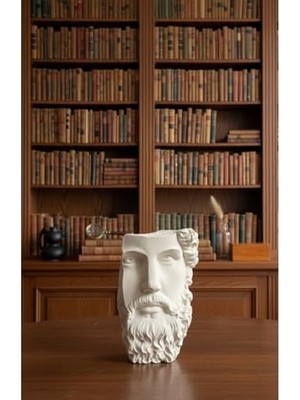 Ceylan Adam Kitaplık, Zeroxo Dekoratif Filozof Büstü - Marcus Aurelius Tasarımlı Heykel Biblo - Masa ve Dekoru Beyaz 10 x 15