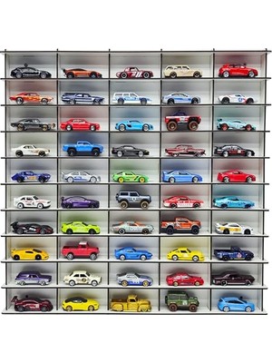 Ceylan Adam Ahşap Hobi Araba Rafı Beyaz 50'li (Hot Wheels Uyumlu, Matchbox Uyumlu)