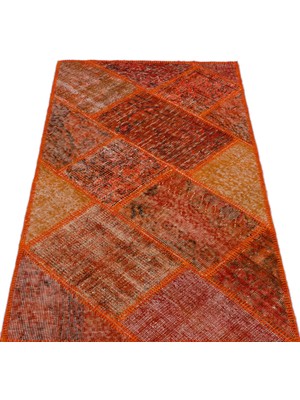 Bespoky Turuncu El Dokuma Yün Halı Modern Geometrik Desenli Salon Koridor Model