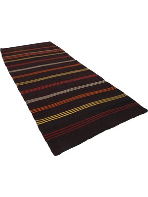 Bespoky Kırmızı Kilim El Dokuma Yün Mutfak Koridor Salon Etnik Çizgili Dokulu Model