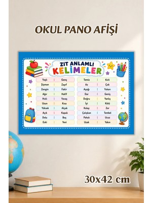 Metranya Zıt Anlamlı Kelimeler Afişi, Ilkokul Eğitici Afiş, Sınıf Panosu Için Eğitici Posterler, Sınıf Panoları Konsept Hediye Matematik Türkçe Hayat Bilgisi Posterleri, Okul Öncesi Eğitim Afiş Seti