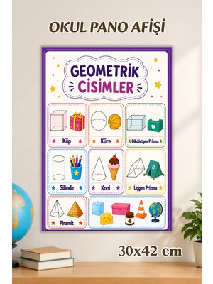Metranya Geometrik Cisimler Afişi, Ilkokul Eğitici Afiş, Sınıf Panosu Için Eğitici Posterler, Sınıf Panoları Konsept Hediye Matematik Türkçe Hayat Bilgisi Posterleri, Okul Öncesi Eğitim Afiş Seti