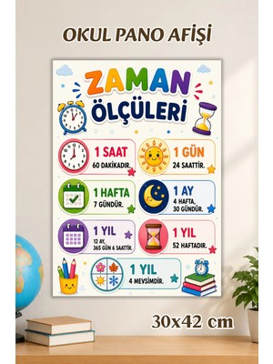 Metranya Zaman Ölçüleri Afişi, Ilkokul Eğitici Afiş, Sınıf Panosu Için Eğitici Posterler, Sınıf Panoları Konsept Hediye Matematik Türkçe Hayat Bilgisi Posterleri, Okul Öncesi Eğitim Afiş Seti