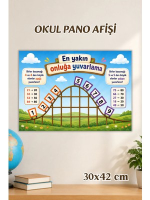 Metranya Onluğa Yuvarlama Afişi, Sınıf Panosu Için Eğitici Posterler, Sınıf Panoları Konsept Hediye Matematik Türkçe Hayat Bilgisi Posterleri, Okul Öncesi Eğitim Afiş Seti