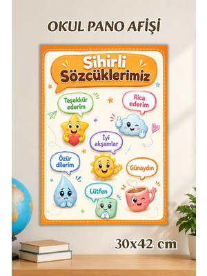 Metranya Sihirli Sözcükler Afişi, Ilkokul Eğitici Afiş, Sınıf Panosu Için Eğitici Posterler, Sınıf Panoları Konsept Hediye Matematik Türkçe Hayat Bilgisi Posterleri, Okul Öncesi Eğitim Afiş Seti
