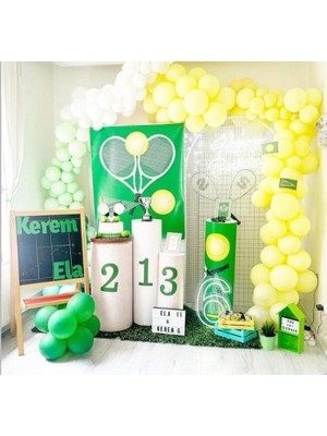 Mfm Tenis Temalı Zincir Balon Doğum Günü Seti Makaron Soft